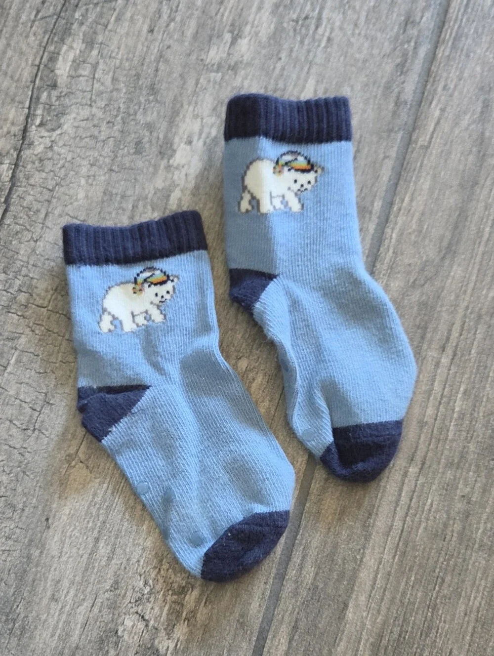 Gymboree EUC 12-18 Blue Fleece Polar Bear One-Piece Romper and Socks